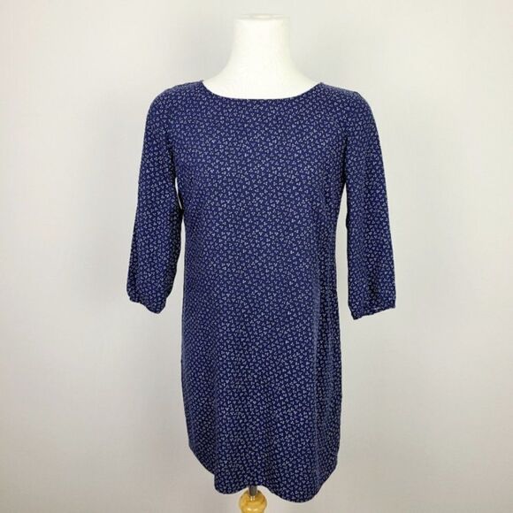 𝅺old Navy Long Sleeve Navy Blue Print Mini Dress XS - Picture 1 of 15